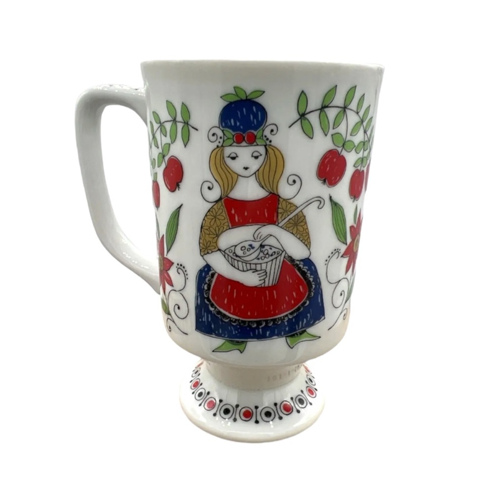 Vtg Royal Crown Europe Coffee Mug Tea Cup Whimsical Folk Art Queen Baker Chef